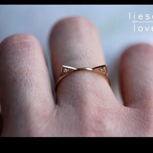 14k rose gold Cat Ring with tiny diamonds